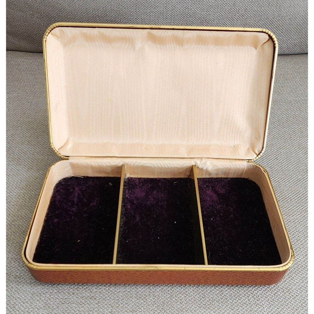 VINTAGE Travel 3 Compartment Jewelry Box by FARRINGTON Genuine Texol VguC
